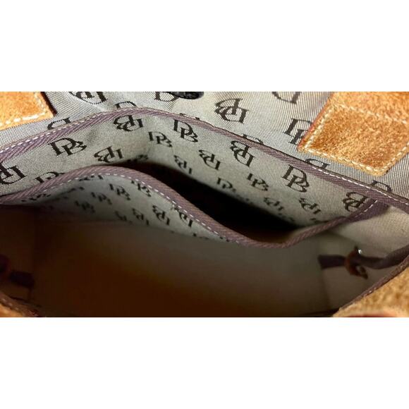 Dooney & Bourke Bag Small Tulip Tassel Taupe and Brown Canvas Leather Tote - Picture 7 of 7